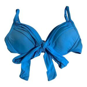 La Blanca Blue Swimsuit Front Tie Bikini Top ONLY Size Small EUC #1920